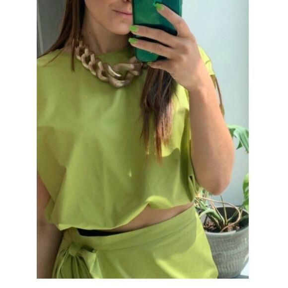 NWT Devotion Twins Ianthi Top in Dark Lime Sz. S - Picture 1 of 7